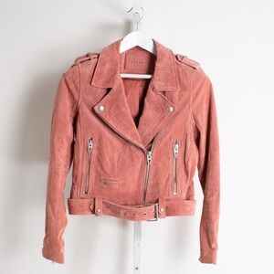 [BLANKNYC] Suede Moto Jacket Women's Medium M Pink Leather Biker Full Zip‎
